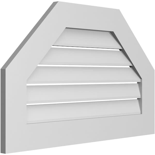 Octagonal Top Surface Mount PVC Gable Vent: Functional, W/ 3-1/2W X 1P Standard Frame, 32W X 20H